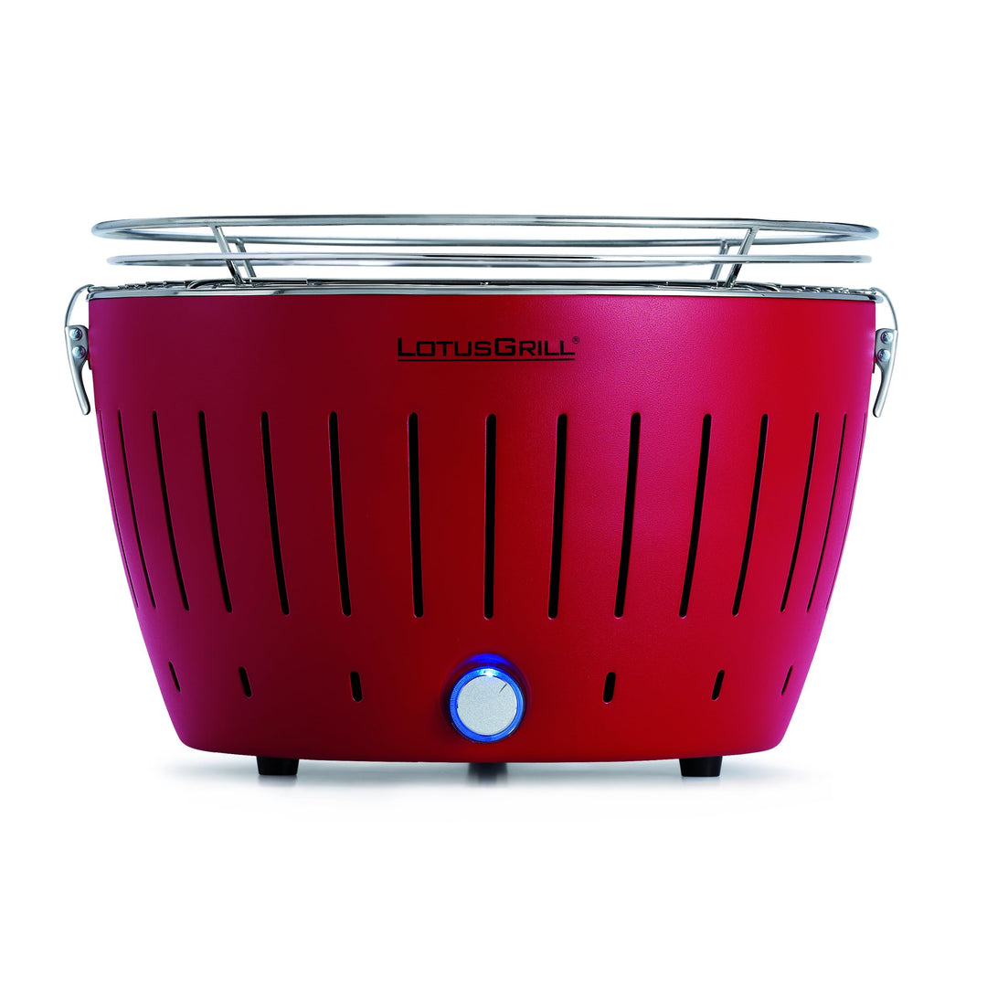 LotusGrill Classic Feuerrot G340 Rot Tischgrill Holzkohlegrill Raucharm USB-Anschluss Red, Red