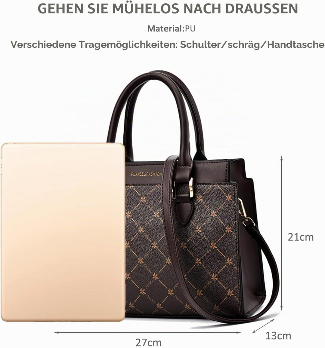 NICOLE &amp; DORIS Handtasche Damen Mittelgross Frauen Umhängetasche Elegant Schultertasche PU Leder Hen