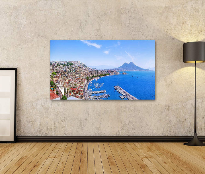islandburner Bild auf Leinwand Napoli Schöne Küstenlinie Italien Bilder Wandbilder Poster, 80L x 40B