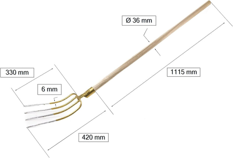 KOTARBAU® Stahlforke mit 4 Zinken für Gartenarbeiten Mistgabel Mistforke