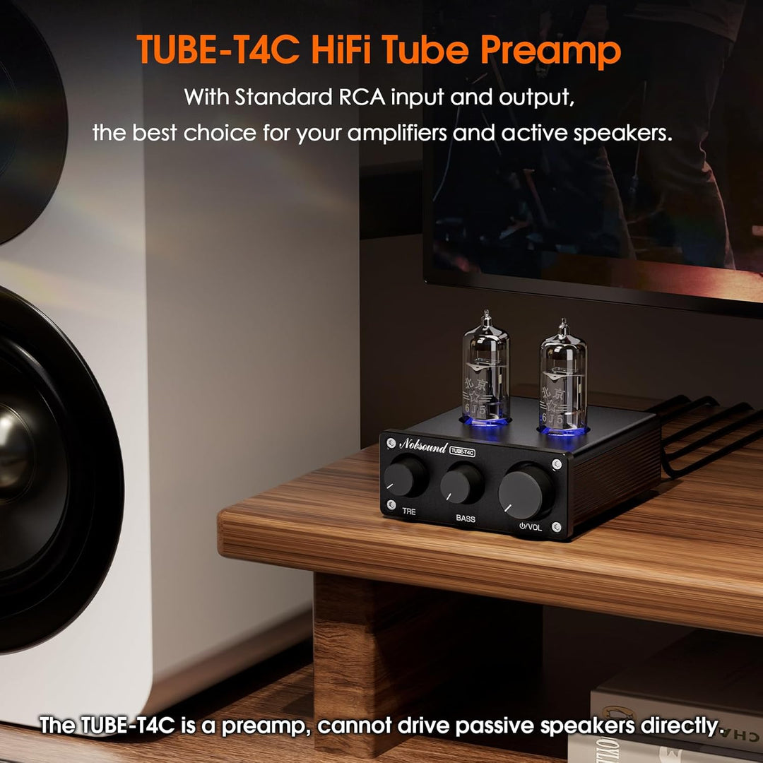 Nobsound Mini HiFi Röhren Vorverstärker: Stereo Audio Preamp der Klasse A mit Bass- und Höhenregelun