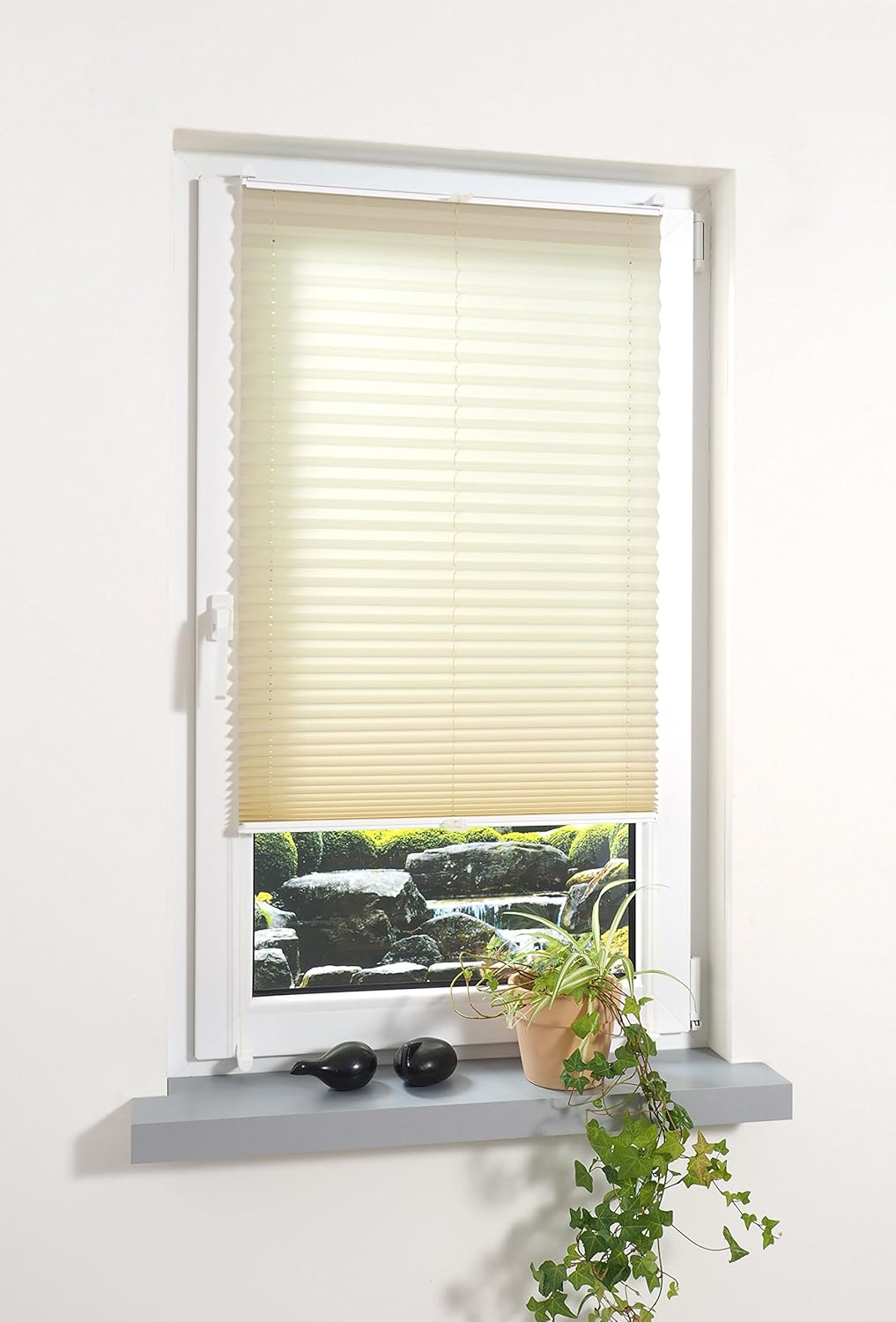 Liedeco® Plissee verspannt mit Klemmträger; 60 x 130 cm Ecru (beige) (BxH); lichtdurchlässig Blickdi