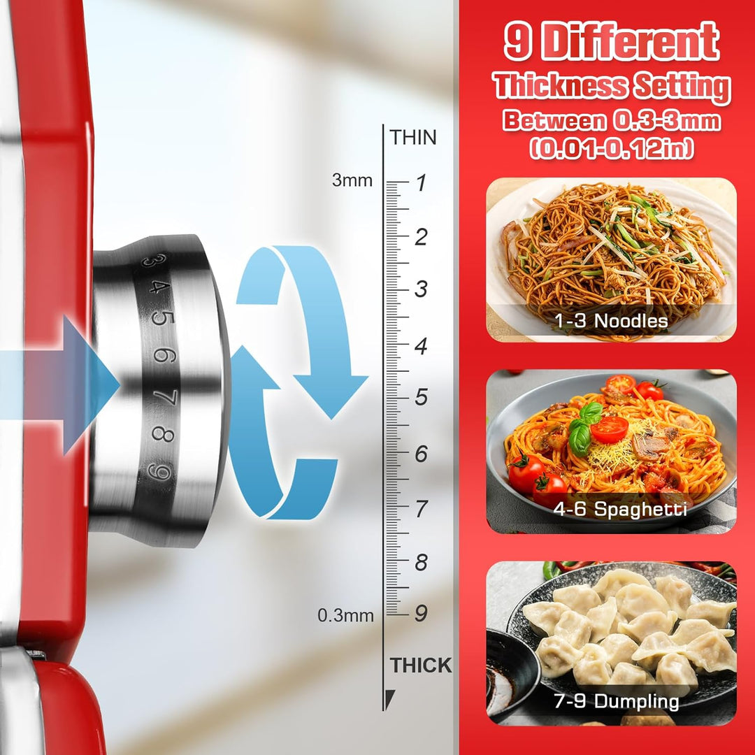 Sailnovo Nudelmaschine Pasta Maker 180 Aluminiumlegierung mit 9 Einstellbaren Stärkeeinstellungen un