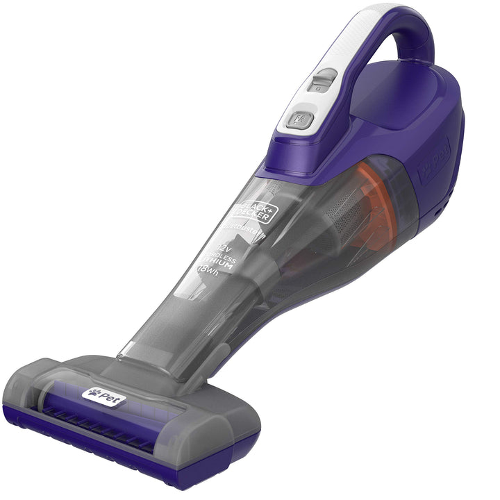 Black+Decker Handsauger Akku Dustbuster 12V/1,5 Ah, mit Turbo-Tierhaarbürste, breiter Saugöffnung, 2