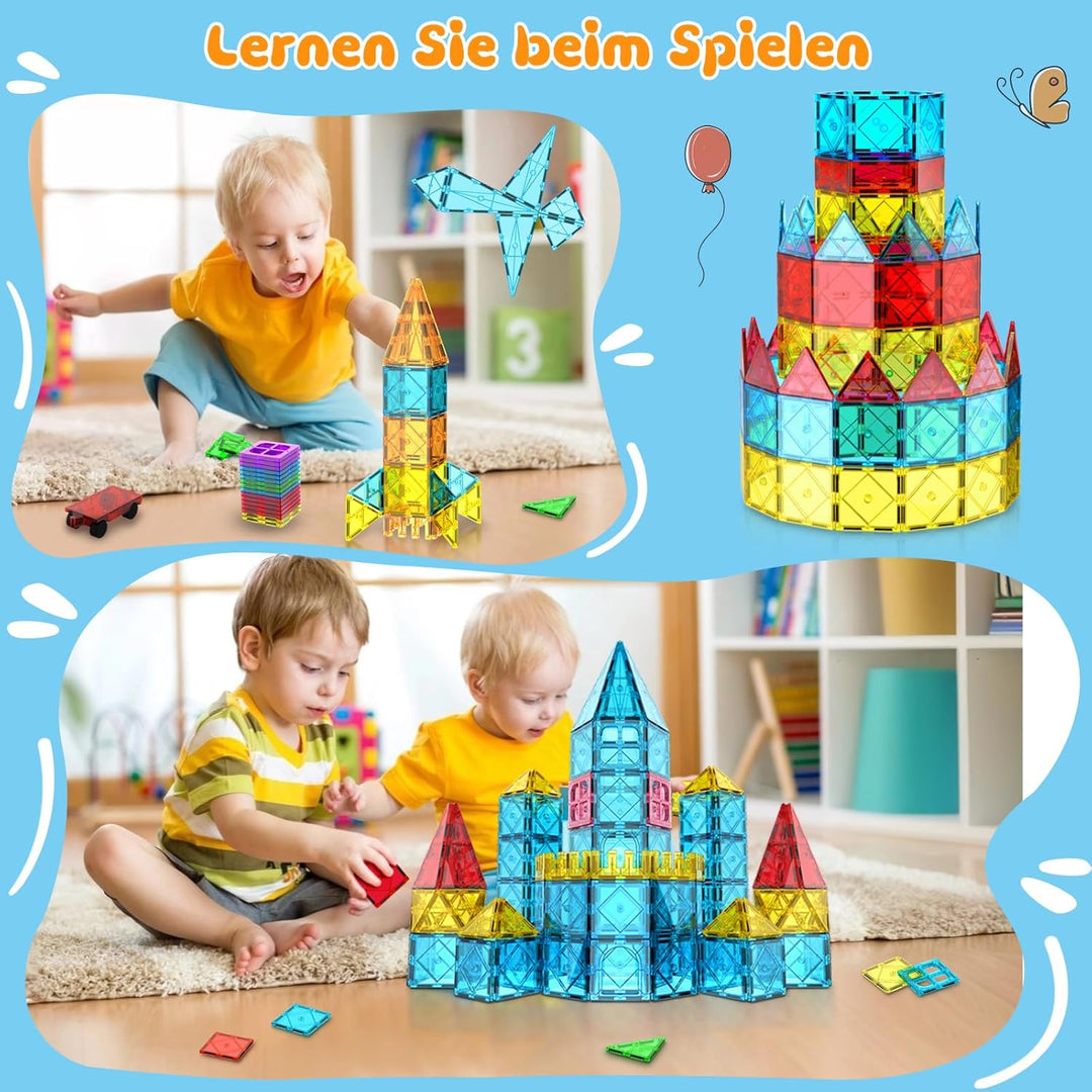 Zenzemwa Magnetische Fliesen Kinder Magnetbausteine: 72 Teile Magnetische Bausteine Magnetblöcke Mag