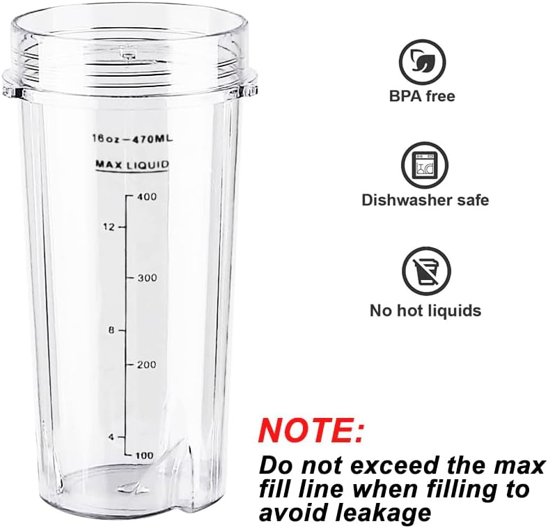 470ml Cup Becher Ersatzteile für Ninja 700W Slim Mixer Smoothie Maker QB3001UKS/ QB3001EUS/ QB3000/