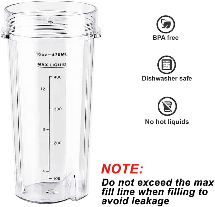 470ml Cup Becher Ersatzteile für Ninja 700W Slim Mixer Smoothie Maker QB3001UKS/ QB3001EUS/ QB3000/