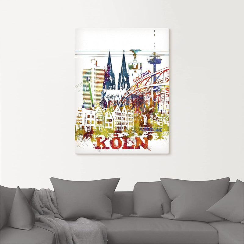 ARTland Leinwandbilder Wandbild Bild auf Leinwand 30x40 cm Gemälde Pop Art Köln Stadt Kölner Dom Bun