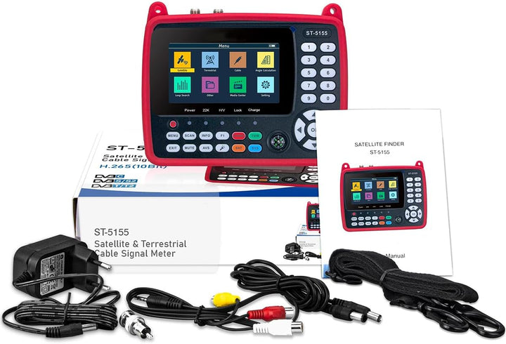 ST-5155 Satfinder DVB-S2/S/T2/T/C, Satelliten Finder(10bit) H.264/265/HEVC mit Bild, Satfinder mit S