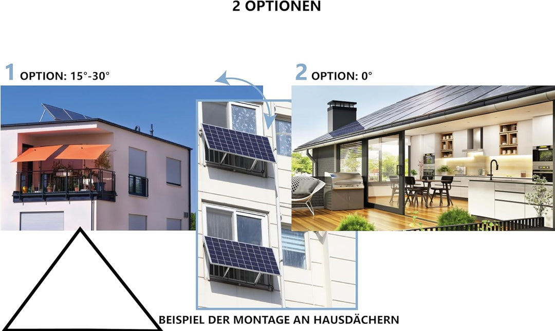 Solarmodul Halterung für Balkonkraftwerk Silber (15-30°) 1 Panel, Aufständerung für Solarpanel, Vers
