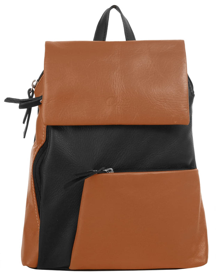 Cluty City-Rucksack Echt Leder Damen | | 020401 Cognac, Cognac