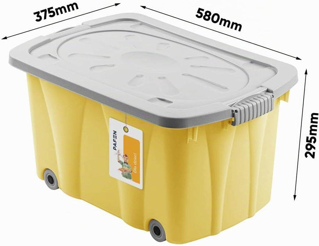 PAFEN Piraten Spielzeugkiste 49l mit Rollen - Schatzkiste 58 x 29,5 x 37,5cm - Spielzeugbehälter Auf