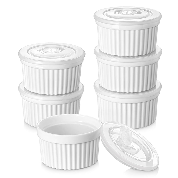 vancasso RAMEKINS 320ml Soufflé Förmchen Set von 6, Ø10,6cm Creme Brulee Schälchen Backofen sicher,