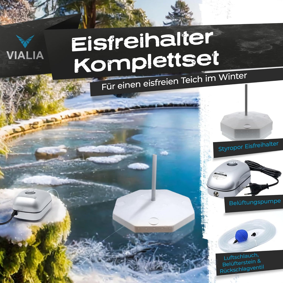 Eisfreihalter Gartenteich Komplettset 9601 | mit 2W Belüftungspumpe & 40cm Styropor Schwimmkörper |