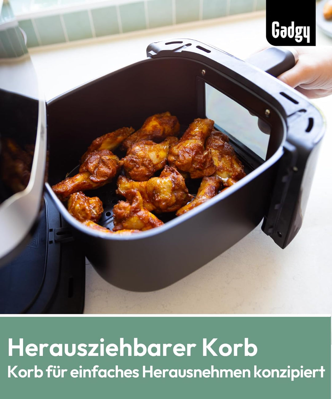 Gadgy Heissluftfritteuse mit Sichtfenster 5L - Airfryer Antihaftbeschichtung - 1400W Fritteuse ohne