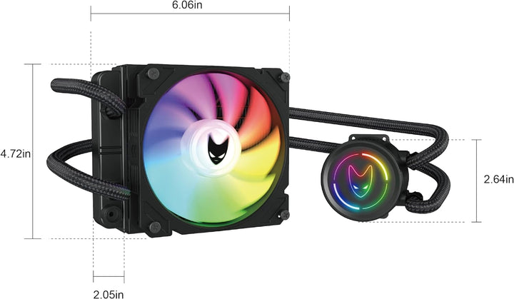 Oversteel - ZIRCON Flüssigkeitskühlung 120mm RGB, PWM-Lüfter 120mm RGB, TDP 170W, Kompatibel mit Int