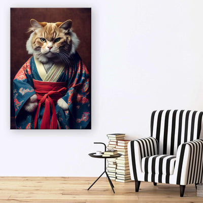 Startonight Leinwand Wandkunst – Samurai Katze – Kunstwerk Fertig zum Aufhängen für Wohnzimmer Gross