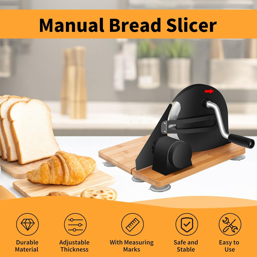 Brotschneidemaschine manuell, Edelstahl 304 Allesschneider Mit Skala & Saugnäpfen, Einstellbare Dick