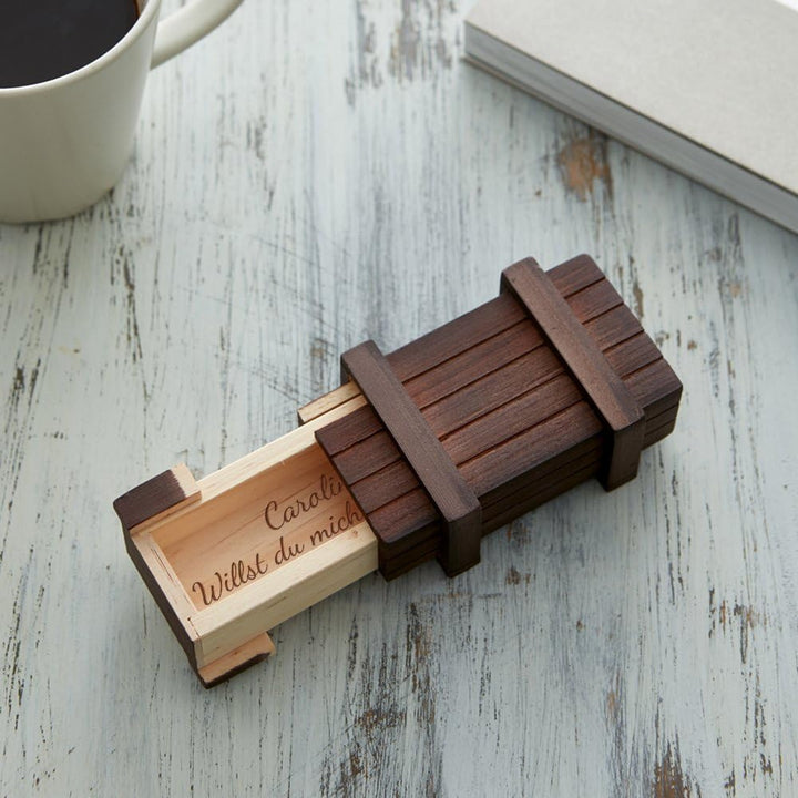 Geschenkbox Willst du Mich heiraten?“ Gravur Dunkel - Personalisiert, Dunkel - Personalisiert