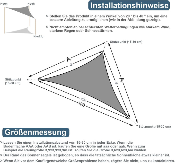COOL AREA Sonnensegel Wasserdicht Dreieckig 5x5x5m Sonnenschutz UV Schutz Windschutz,Geeignet für Au