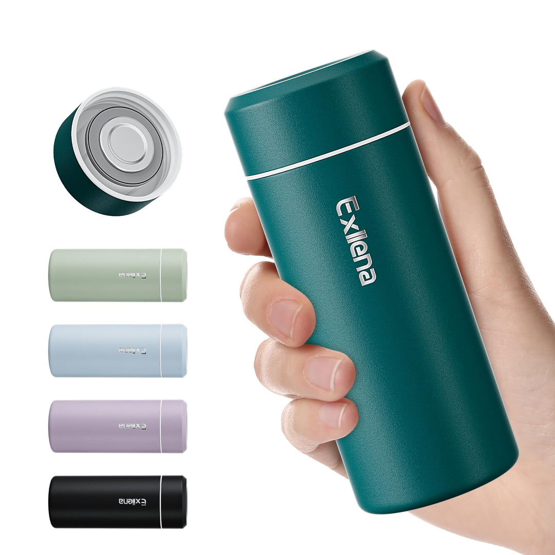 【Upgrade-Version】Exllena Mini Thermosflasche 250ml mit Edelstahl-Deckel, Trinkflasche Klein Doppelwa