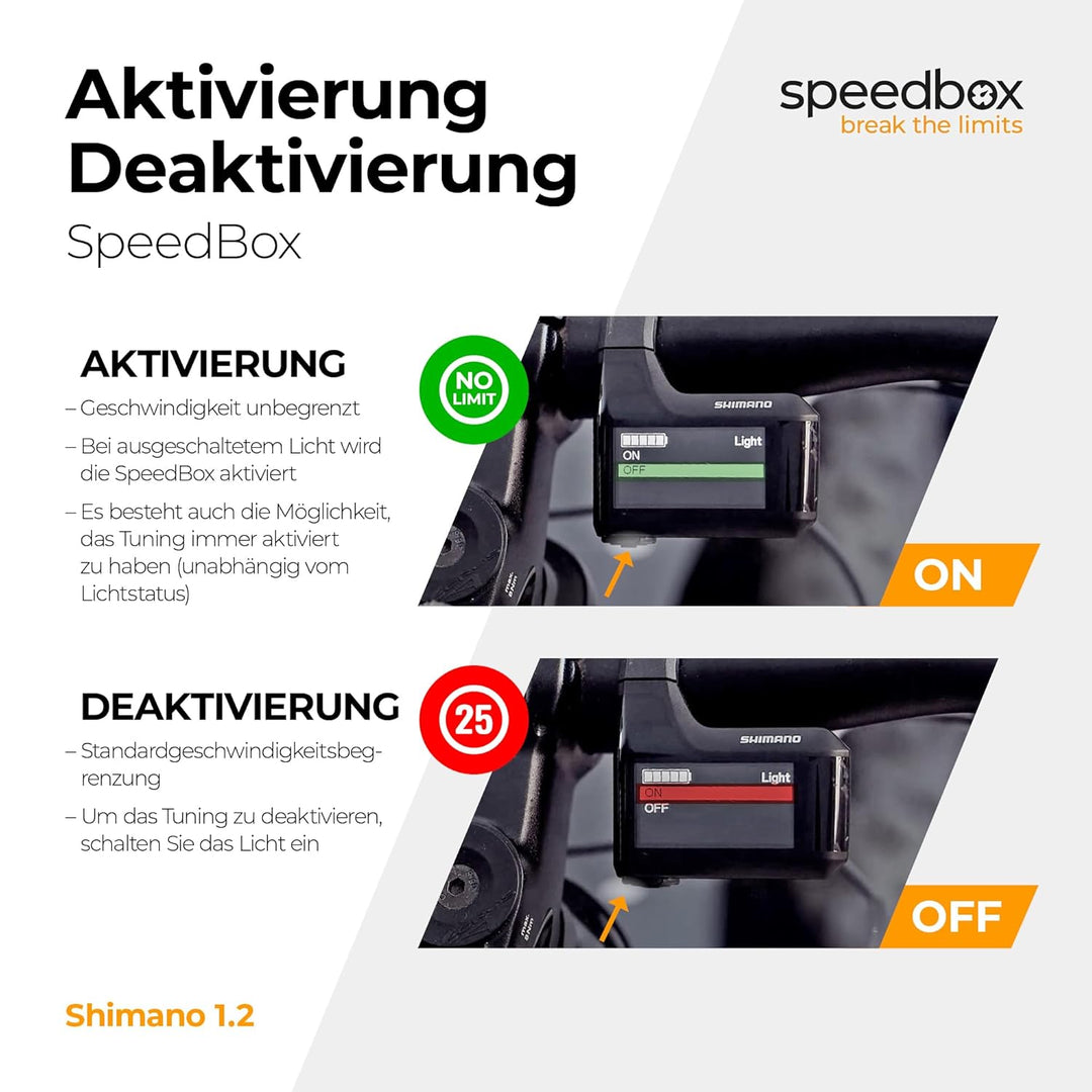 SPEEDBOX 1.2 für Shimano E8000, E7000, E6100, E5000 + E-Tube Port Di2 + Satellite System E-Bike Tuni