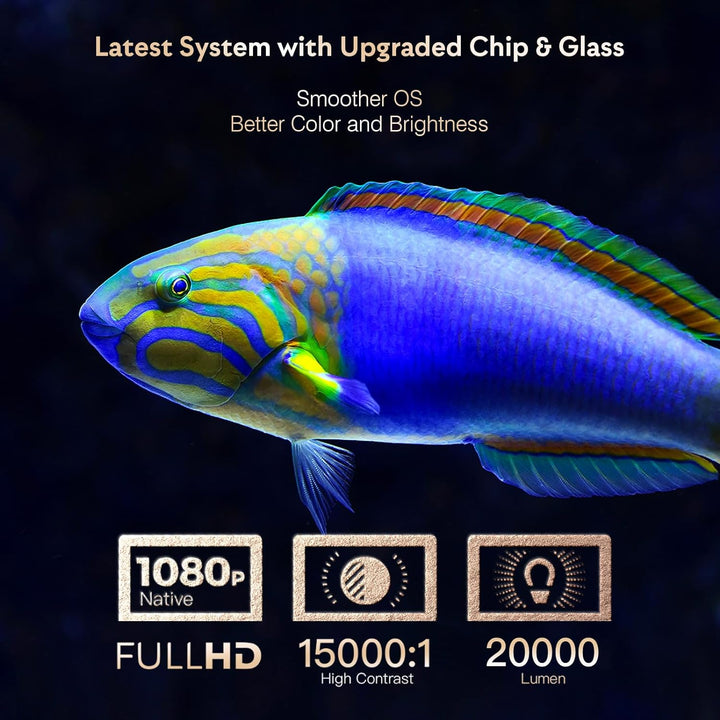 Beamer 4K [Elektrischer Fokus & 6D/4P Trapezkorrektur & Zoom] Unterstützt, 5G WiFi Zweikanal-Bluetoo