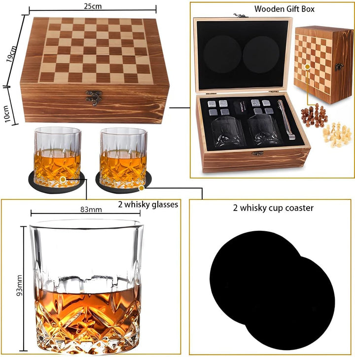 ZBPASL Whisky Geschenkset für Männer,8 Whisky Steine mit 2 Whiskey Gläser,Whiskeyglas, Eiszange mit
