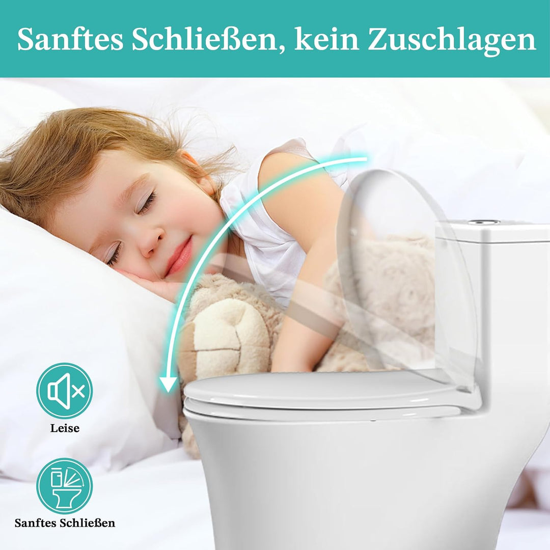 WC Sitz Mit Absenkautomatik,Toilettendeckel 0-Form Hochwertige Und Stabile Antibakterieller Toilette