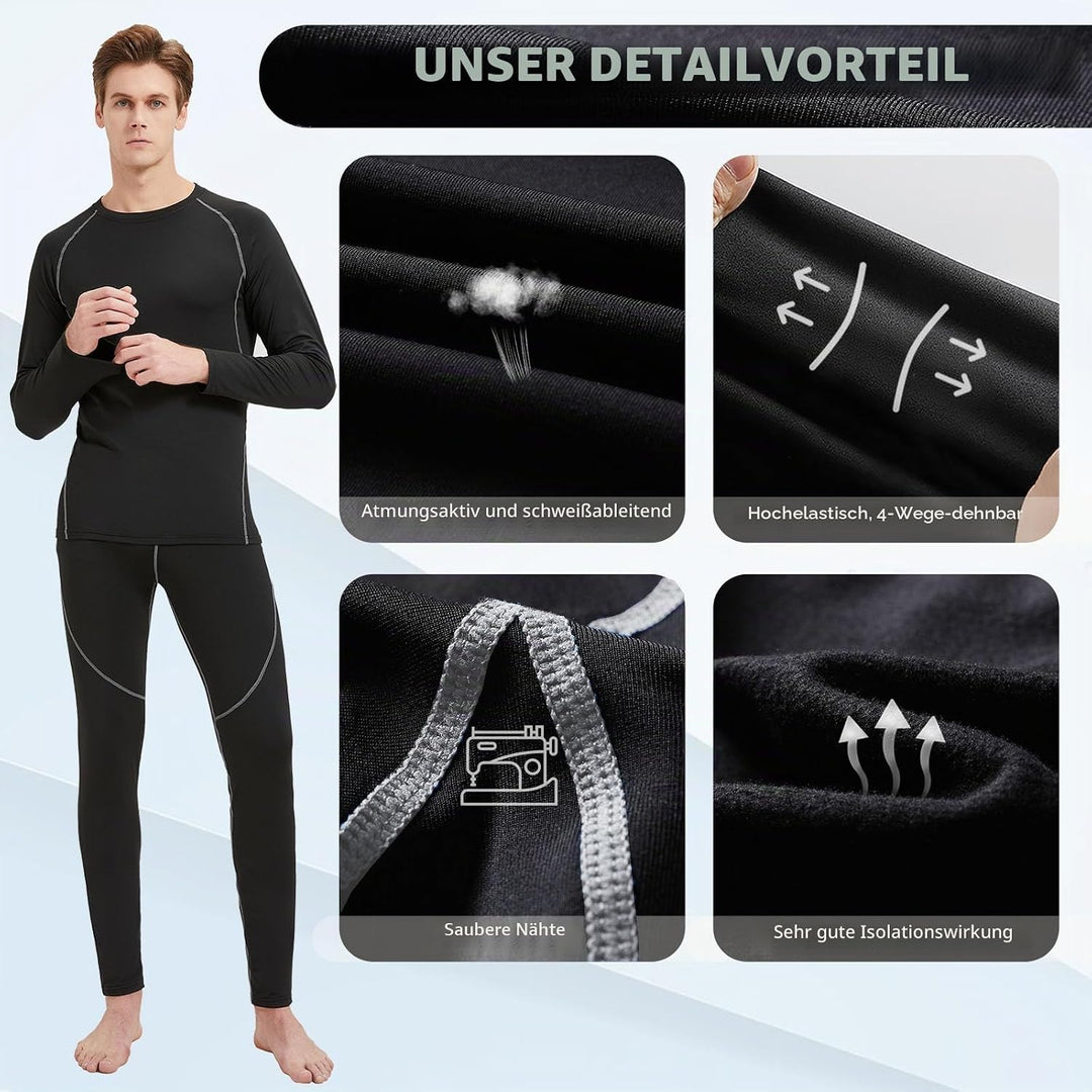 ZDQ Thermounterwäsche Herren Winter Skiunterwäsche Set Atmungsaktiv Funktionsunterwäsche, Gr.S-XXL X
