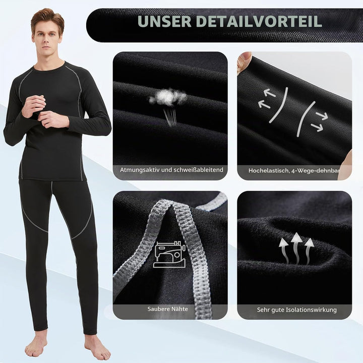 ZDQ Thermounterwäsche Herren Winter Skiunterwäsche Set Atmungsaktiv Funktionsunterwäsche, Gr.S-XXL X