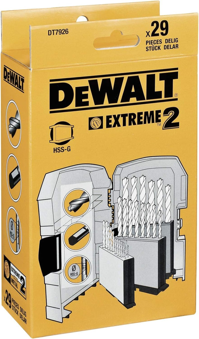 DeWalt 29-tlg. Indexkassette (mit 29 Extreme Dewalt zwei HSS-G Metallbohrern), DT7926 Single, Single