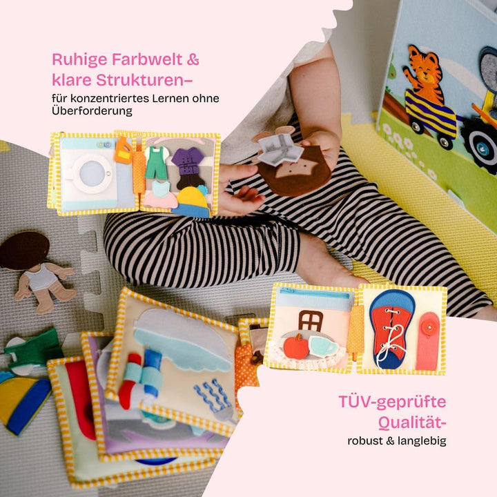 Jolly Designs 6-seitiges Mini Quiet Book Home Sweet Home- Montessori Lernspielzeug Tus Hochwertigem
