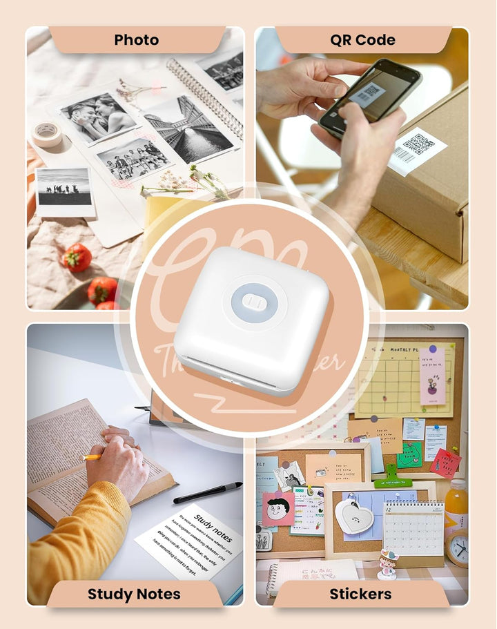 CP3 Mini Printer, Thermal Sticker Maker, Pocket Bluetooth Label Maker, Mini Thermal Label Printer fo