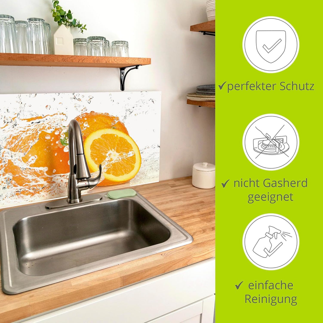 ARTland Spritzschutz Küche aus Alu für Herd Spüle 70x60 cm (BxH) Küchenrückwand mit Motiv Essen Obst