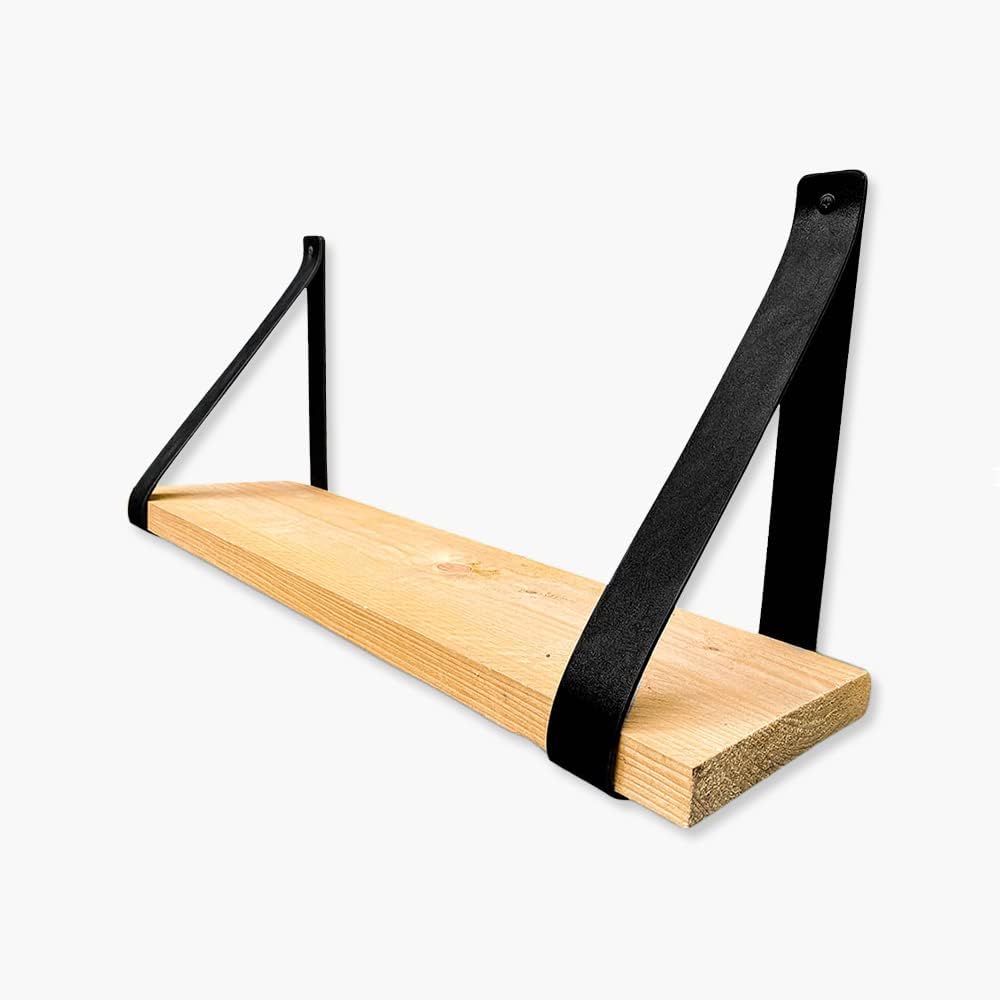 Brute Strength - Regalträger aus PU-Leder - Schwarz - 6 Stück - Regalträger - Wandhalter - Regalbänd