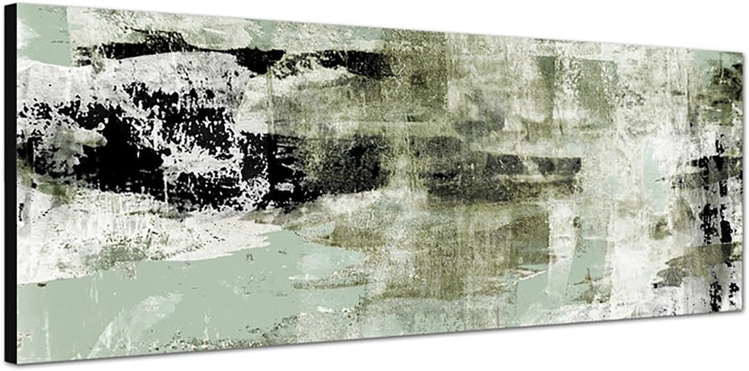Paul Sinus Art Panoramabild auf Leinwand und Keilrahmen 150x50cm Kunstmalerei abstrakt beige grün
