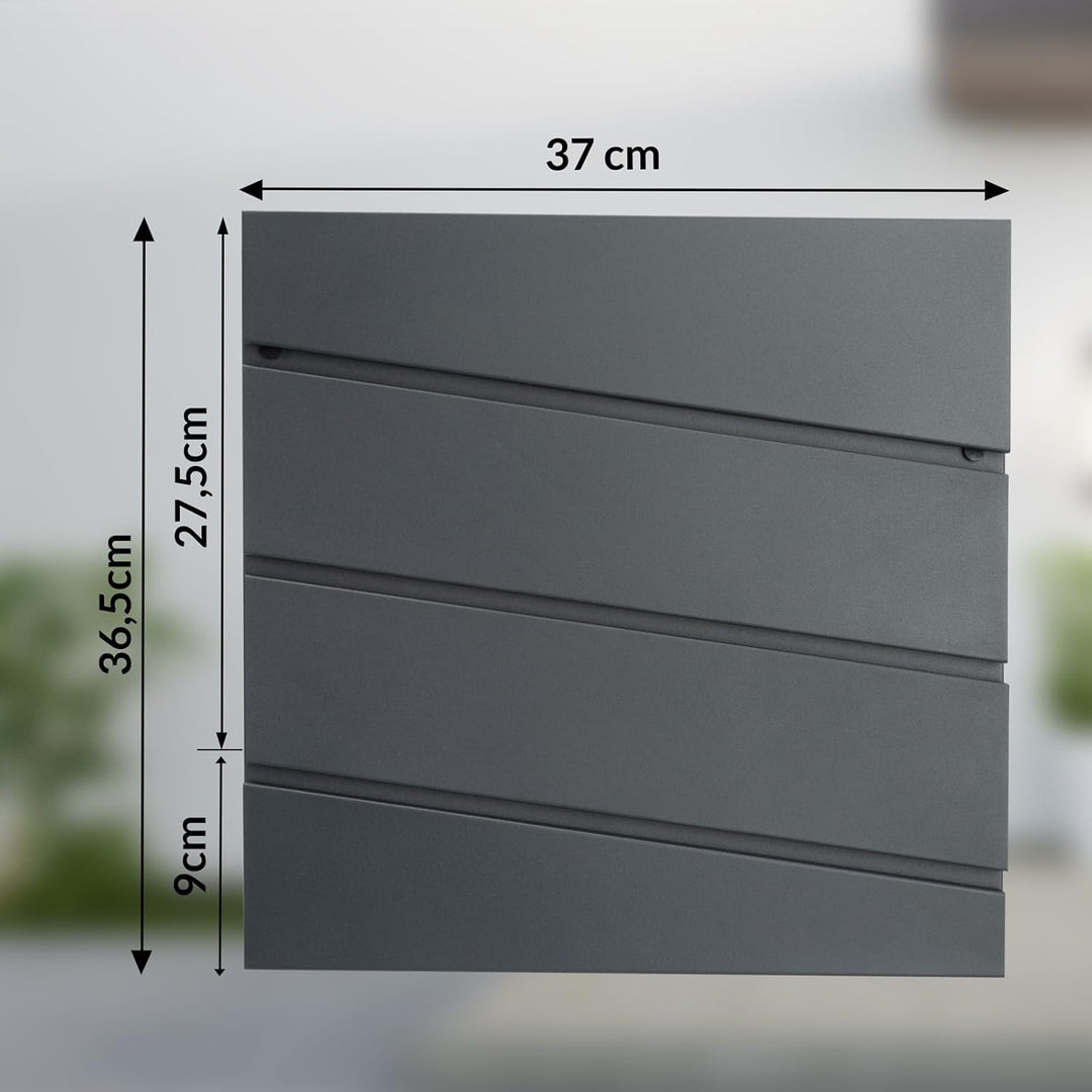 MONZANA® XXL Briefkasten Postkasten mit Zeitungsfach abschliessbar 2 Schlüssel Montagematerial Stahl