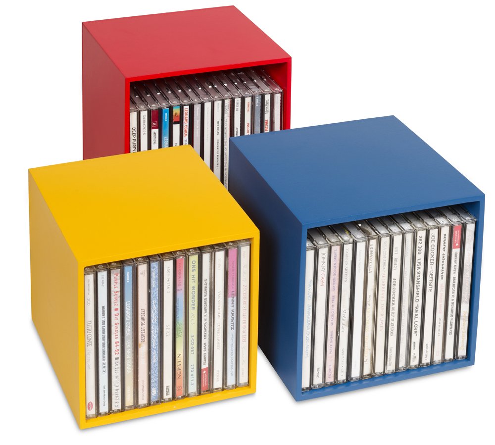 cubix CD-Boxen color, CD-Aufbewahrungs Boxen aus Holz. Set mit 3 CD-Boxen. Zur Aufbewahrung von bis