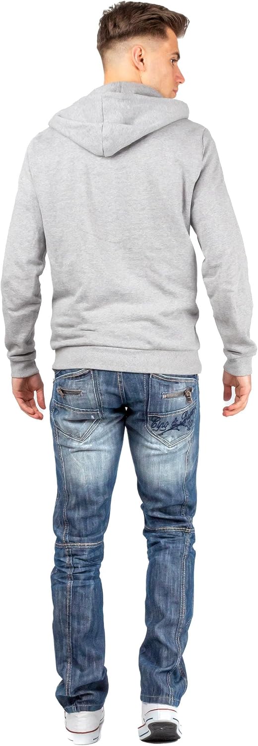Cipo & Baxx Herren Jeans – Regular Fit Denim Hose für Männer, Destroyed und Used Look, Bikerstyle, C