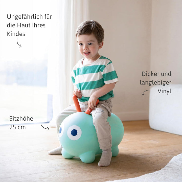 Quut – Skippi-Sprungtier – Aufblasbares Hüpfspielzeug – drinnen und draussen – Pumpe inklusive – 35