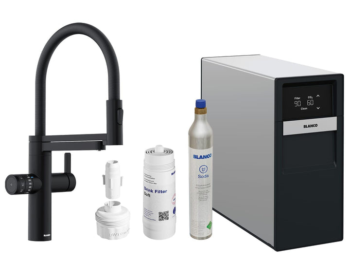 BLANCO drink.soda EVOL-S Pro schwarz matt | Multifunktionales Soda-Wassersystem | Gekühltes Wasser i