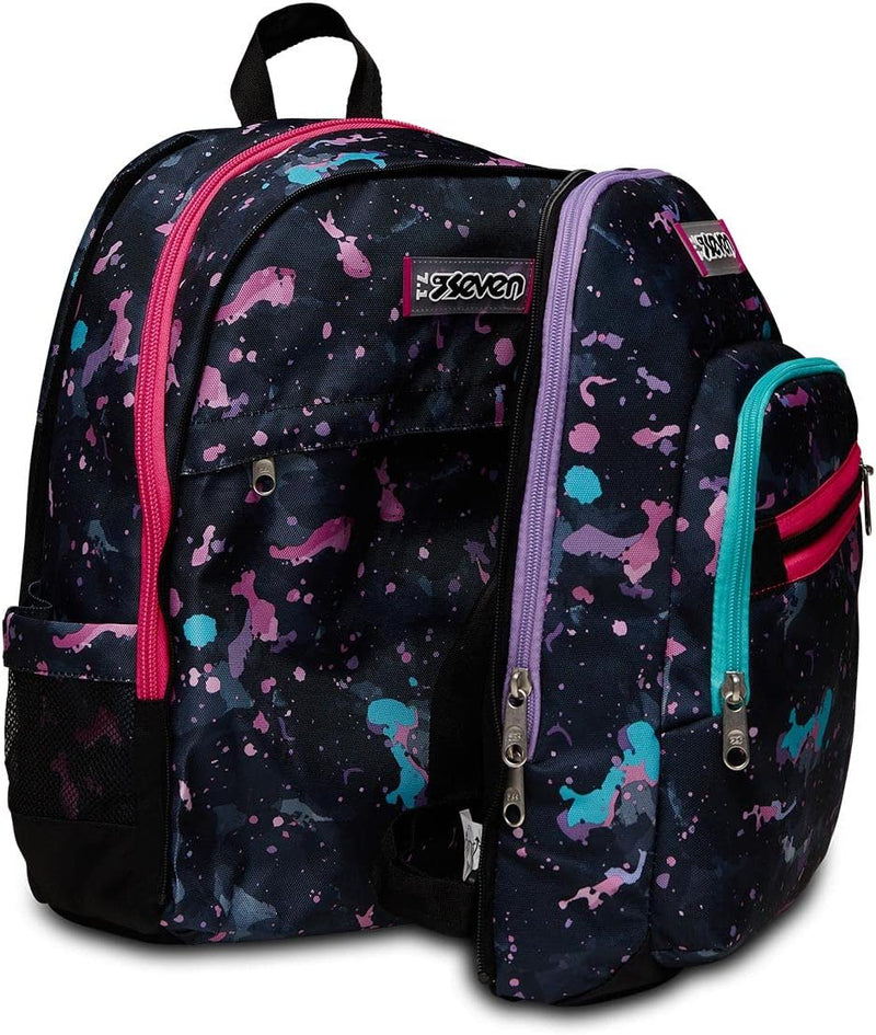 Seven Advanced Detach Schulrucksack – Fluo String Girl – Violett – Doppelfach – Trinkflaschentasche,