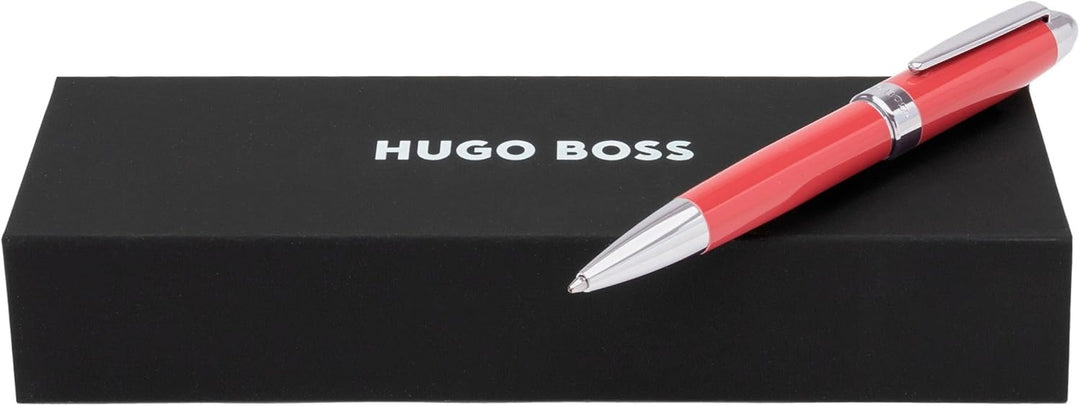 Hugo Boss Kugelschreiber Icon Camel/Chrome aus Messing hergestellt, Farbe: Rot, Abmessungen: 12 x 13