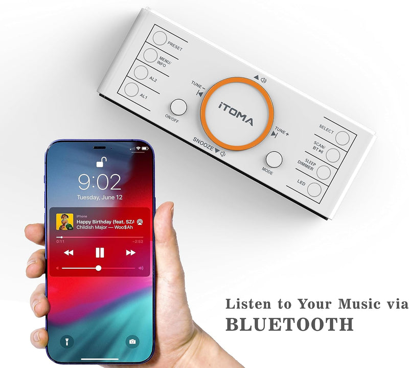 iTOMA DAB Radiowecker (DAB, UKW, Uhrenradio, Wecker mit Zwei einstellbaren Weckzeiten, Snooze-Funkti
