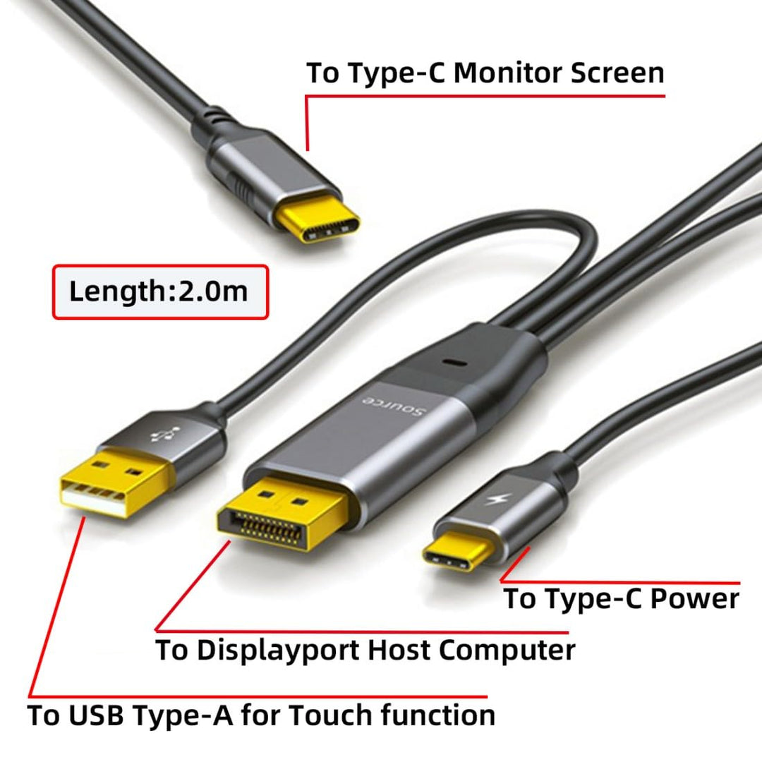 chenyang Displayport auf USB C Kabel 4k@60Hz mit USB Stromversorgung unterstützt Touch-Display für H