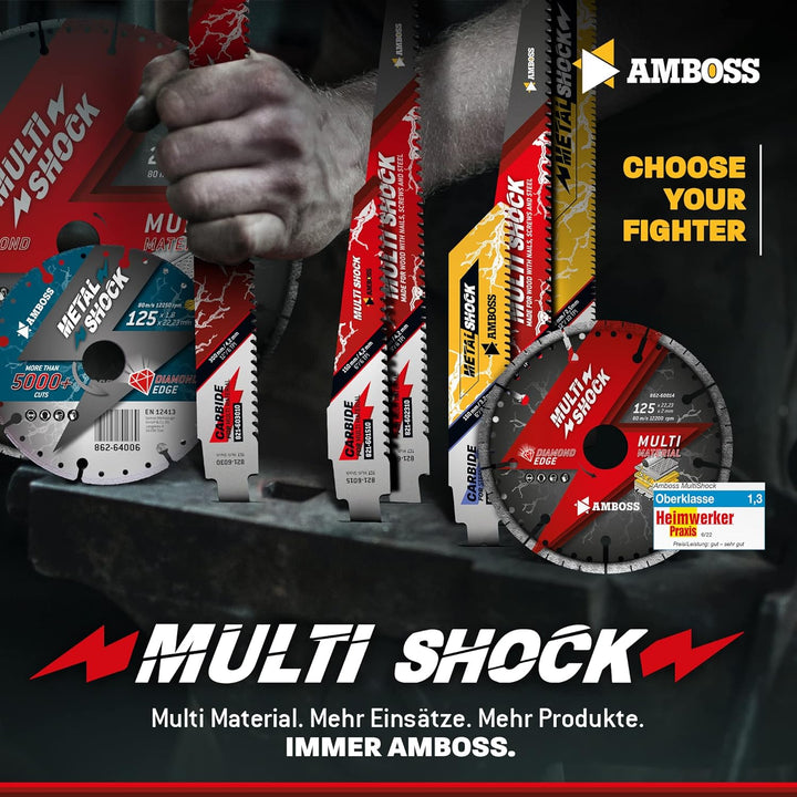 AMBOSS MULTI SHOCK - 3x Säbelsägeblatt Länge 230 mm / 6 ZpZ - ideal für Holz mit Nägeln und Holz mit