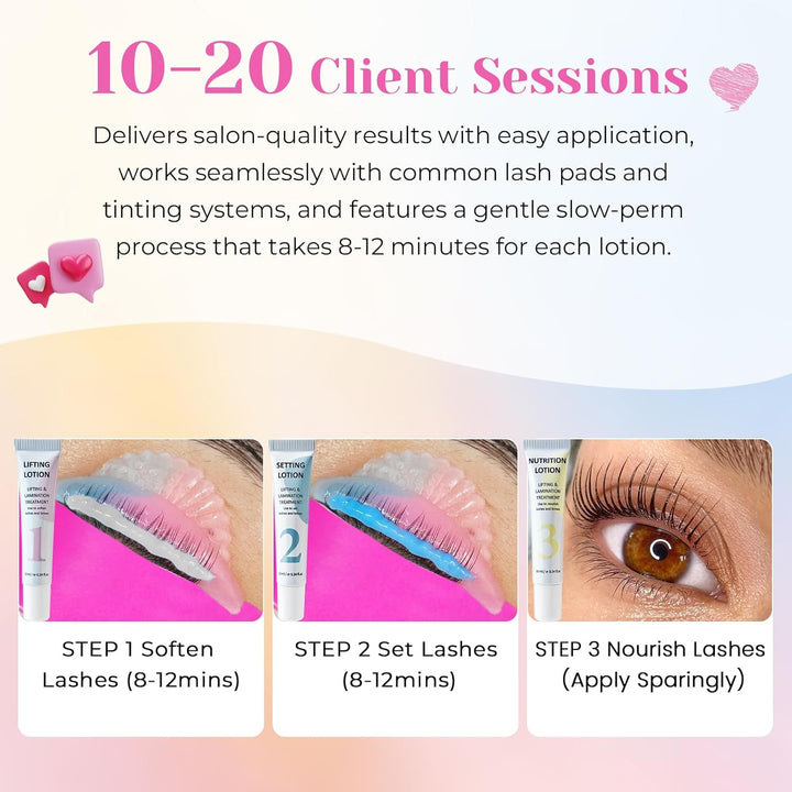Wimpernlifting Lotion, Wimpernlifting Set, Lash Lifting Set, Augenbrauen Lifting mit pflegendem Seru
