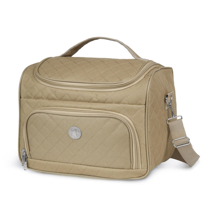 Kosmetiktasche für unterwegs, halbstarr, 25 cm, Kosmetiktasche KINSTON Taupe Gross, Taupe Gross