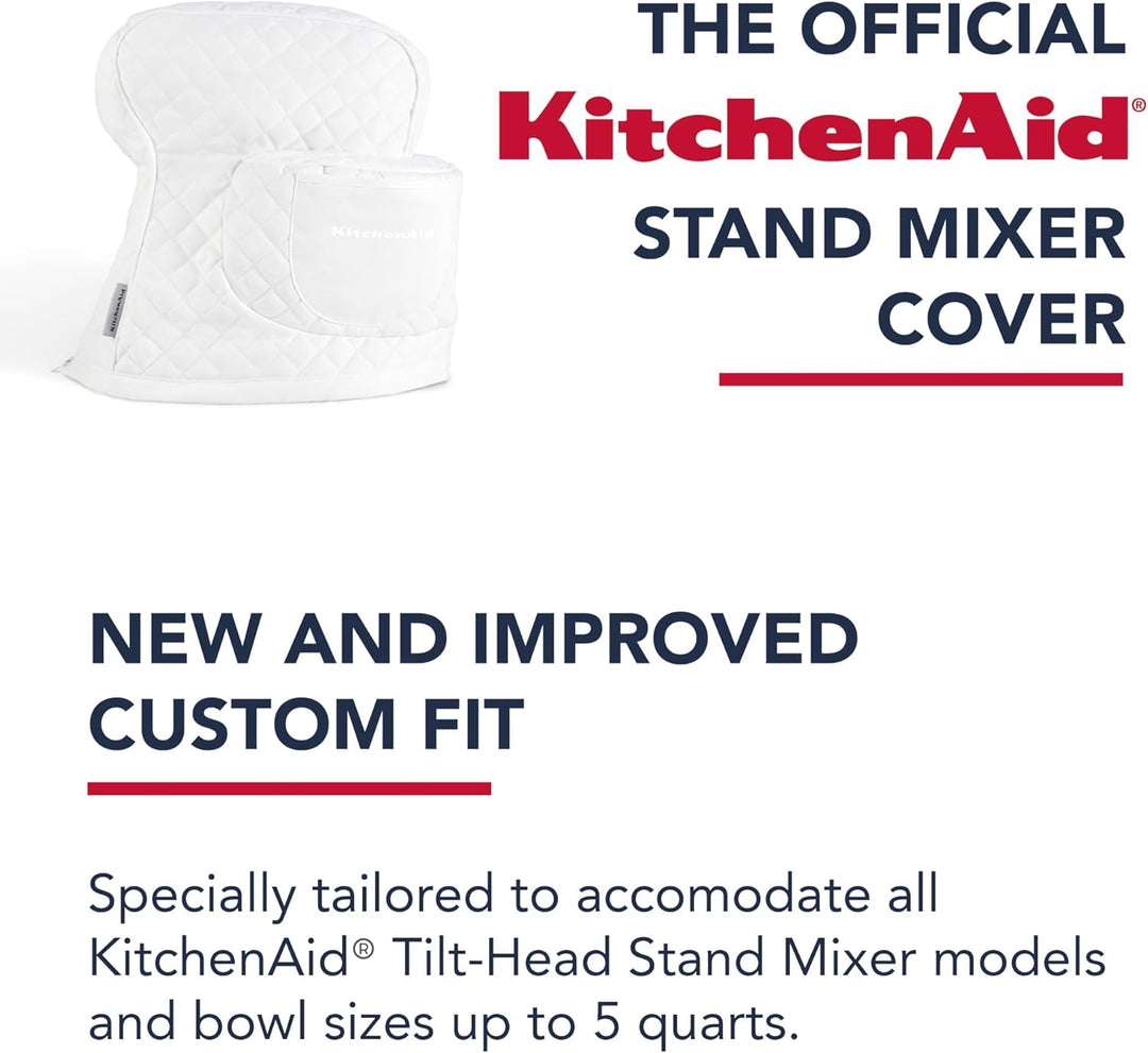 KITCHENAID Abdeckung für Standmixer mit Aufbewahrungstasche, gesteppt, 100% Baumwolle, Weiss, 36,6 x
